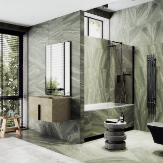 Шторка на ванну MaybahGlass MGV-765-6 40см чёрный